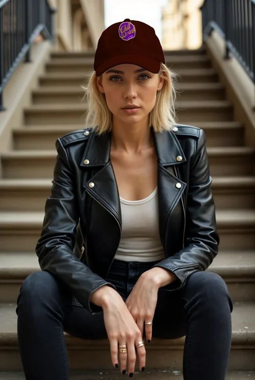 Contemporary Hat Mockup: Stylish Cap on Young Woman