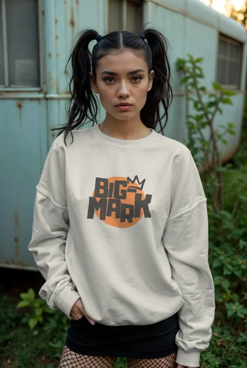 Urban Sweatshirt Mockup: Stylish Women's Fashion Portrait