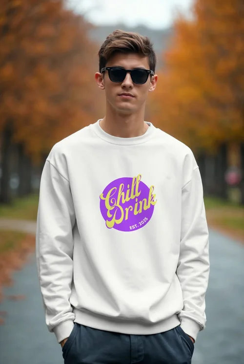 Mockup of Casual White Sweatshirt for Young Adults