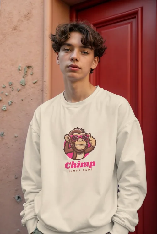 Mockup of Casual White Sweatshirt in Urban Setting