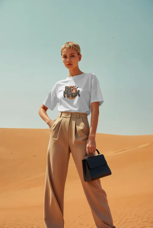 Stunning T-Shirt Mockup in a Luxurious Desert Setting
