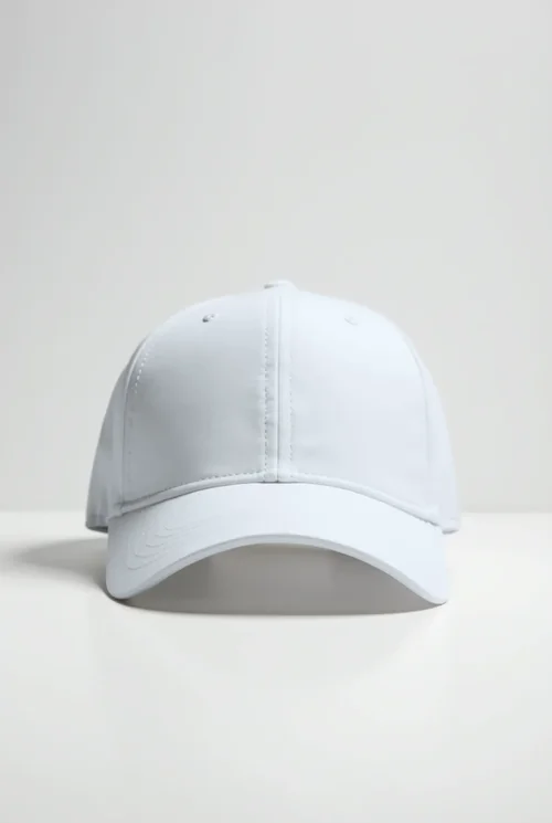 Stylish Mockup of a White Baseball Cap Against Grey Background