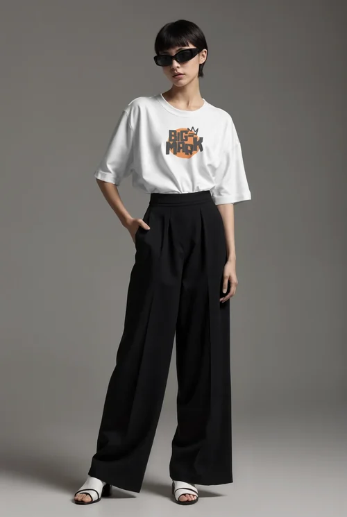 Stylish T-shirt Mockup Featuring Contemporary Fashion Model