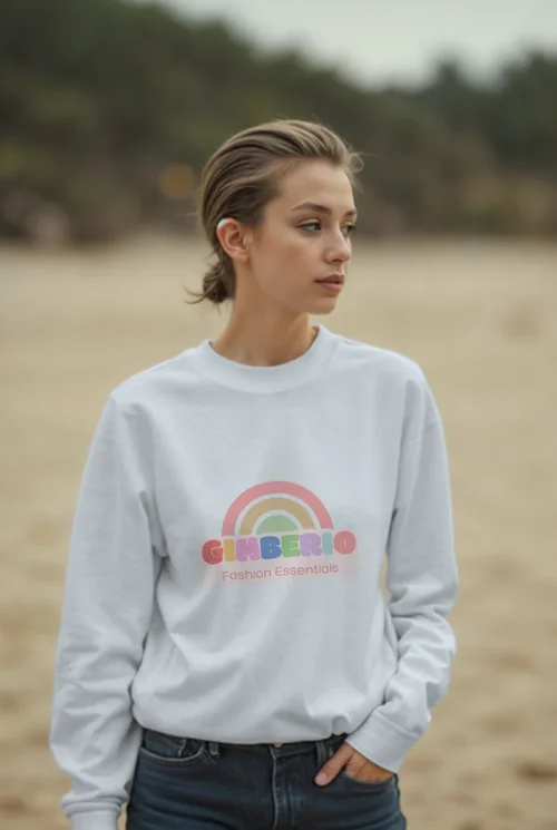 Simple Sweatshirt Mockup in Serene Beach Setting