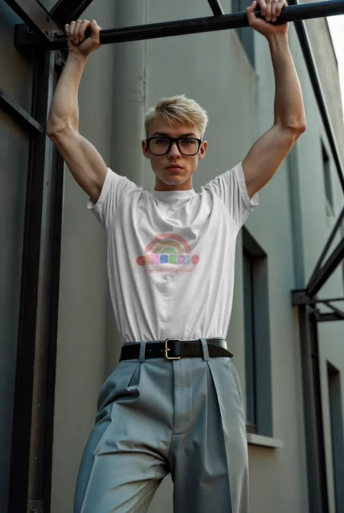 Stylish Mockup of T-Shirt on Athletic Model in Urban Setting