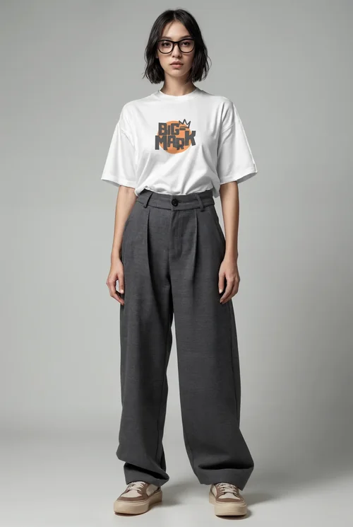 Bold T-Shirt Mockup Featuring Young Female Supermodel