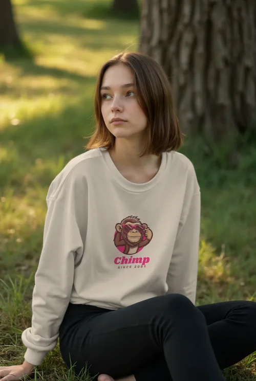 Casual Mockup of a Thoughtful Young Woman in Sweatshirt