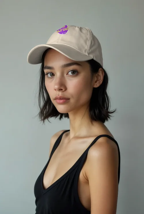 Young Woman Mockup: Stylish Hat & Cap Photography