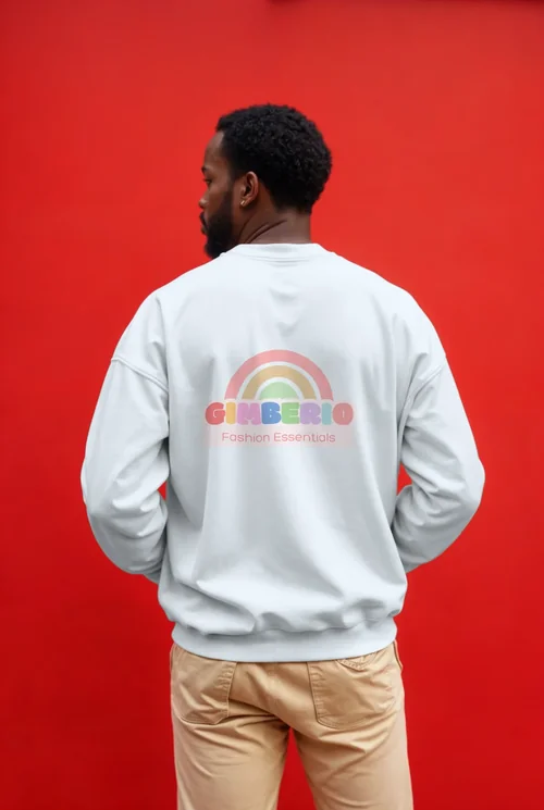 Stylish Mockup of a Thoughtful Man in a White Sweatshirt