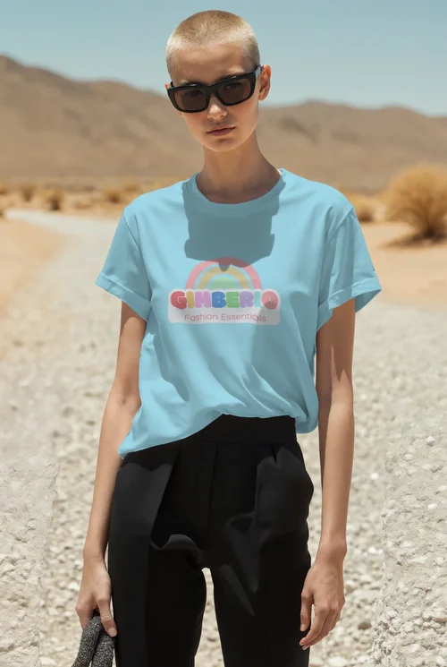 Minimalist T-Shirt Mockup in Outdoor Fashion Setting