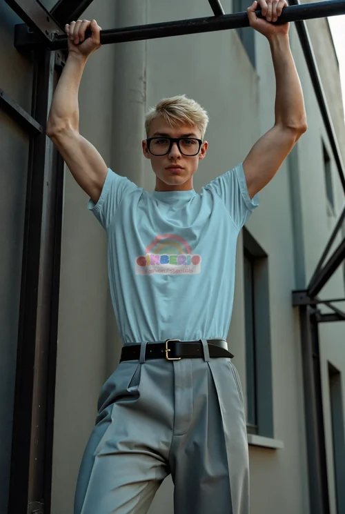 Stylish Mockup of T-Shirt on Athletic Model in Urban Setting
