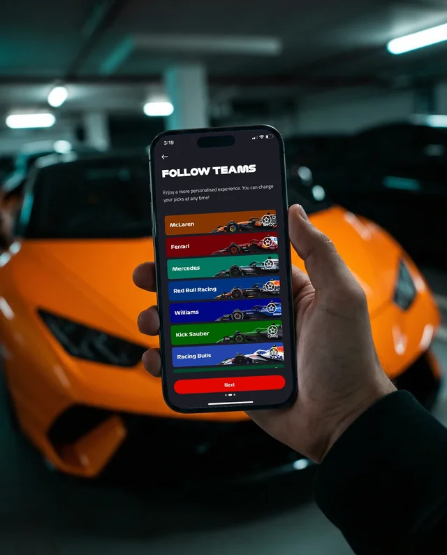 Modern iPhone Mockup with Sports Car Background