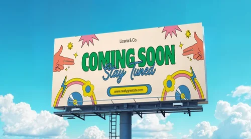 Mockup of a Bright Billboard Against Blue Sky