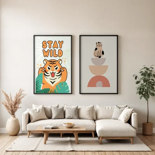 Cozy Modern Living Room Mockup with Beige Background Colors