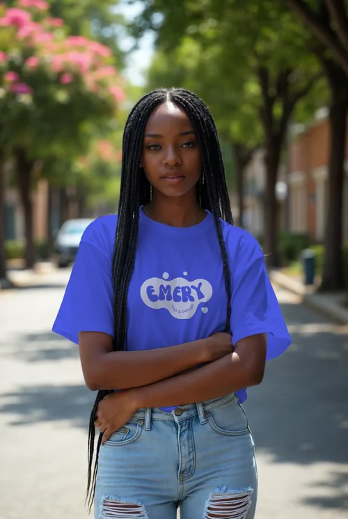 Mockup of T-Shirt on Young Adult in Urban Setting