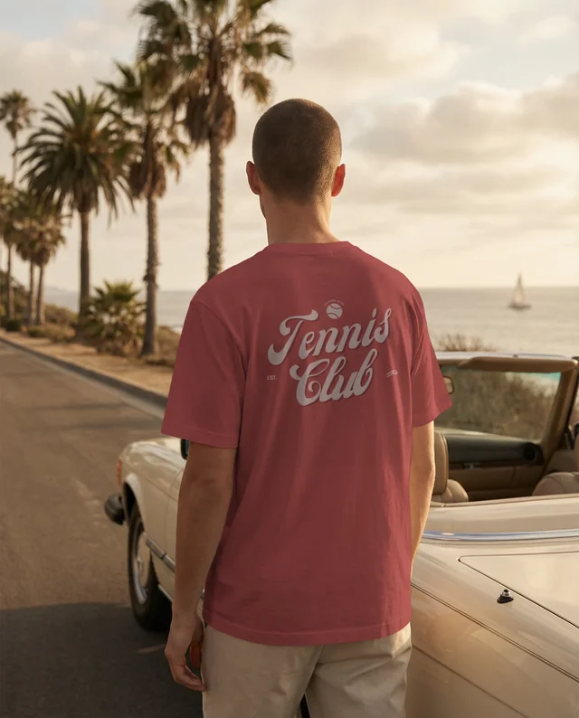 Serene T-Shirt Mockup by the Coastal Sunset