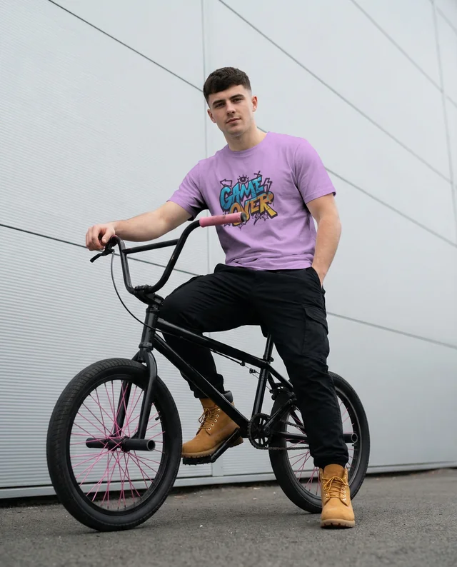 Youthful BMX Cyclist T-Shirt Mockup for Urban Style