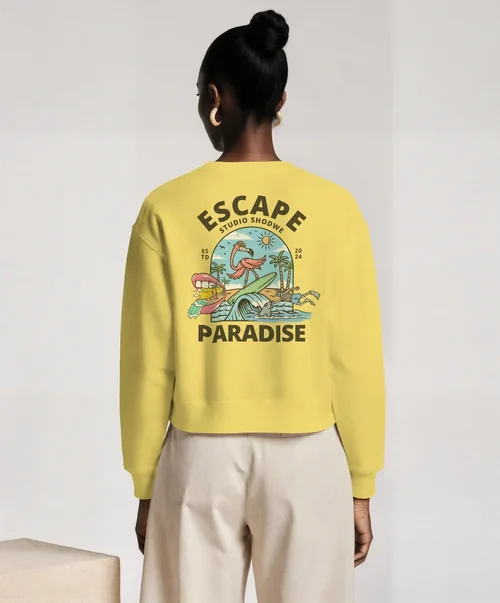 Stylish Mockup of a Woman in a Cropped Sweatshirt