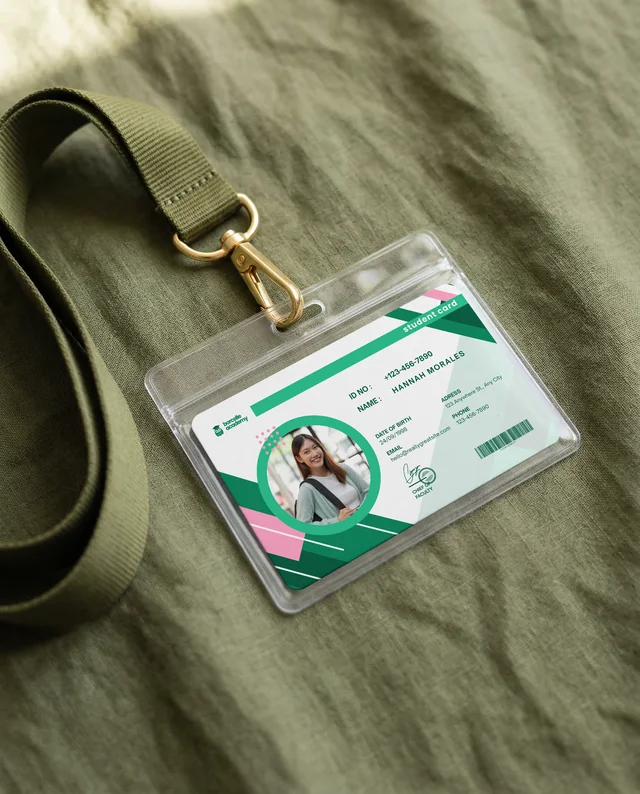 Elegant Mockup of ID Card in Olive Green Fabric Setting