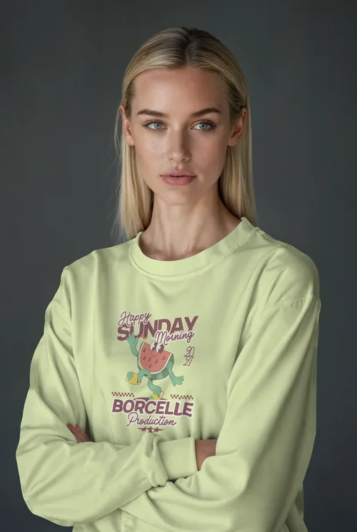 Mockup of a Confident Young Woman in a Sweatshirt