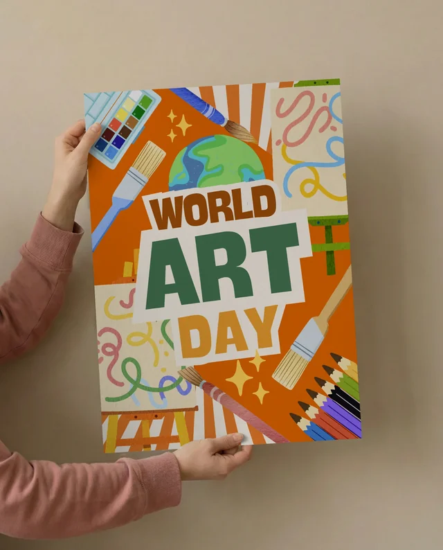 Creative Mockup Poster with Hands Holding Blank Paper