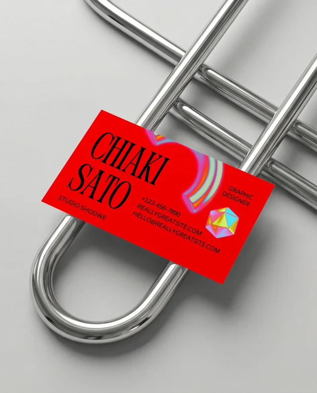 Elegant Business Card Mockup with Shiny Silver Paperclip