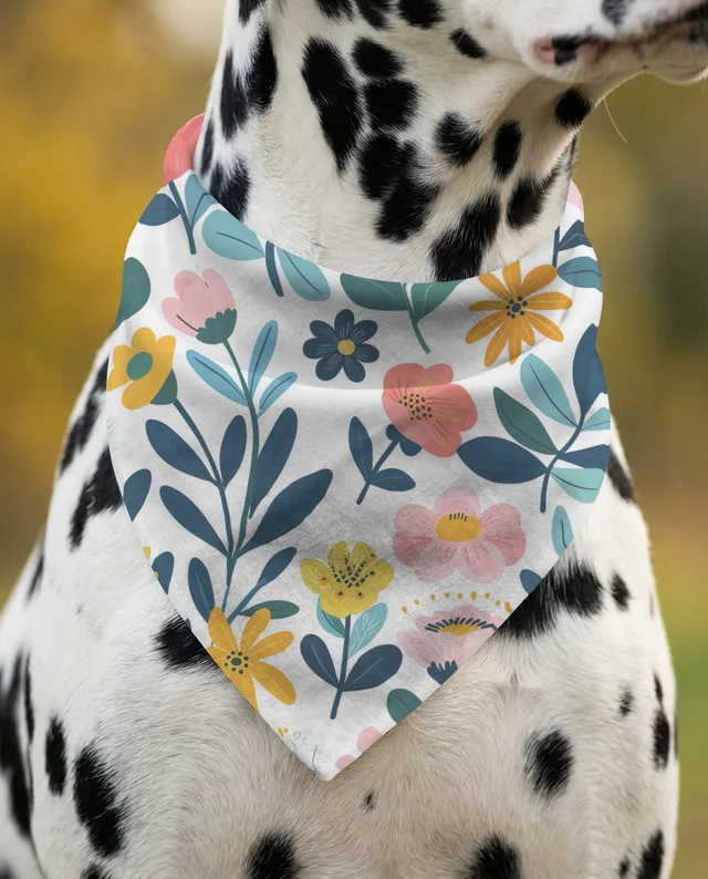 Elegant Dalmatian Dog Mockup with White Bandana in Nature