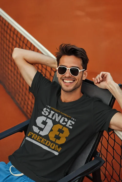 Vibrant Orange Tennis Court Mockup for T-Shirt Design