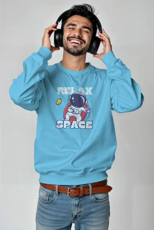 Mockup of a Joyful Young Man in a Sweatshirt