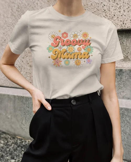 Stylish T-Shirt Mockup Against Textured Wall