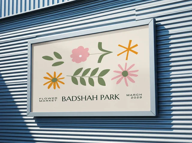 Modern Billboard Mockup on Textured Metal Wall