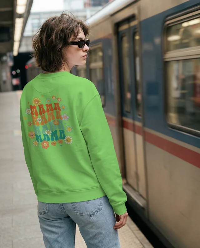 Stylish Mockup of a Woman in a Sweatshirt at Subway