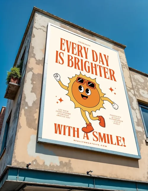 Blank Billboard Mockup on Weathered Building Exterior