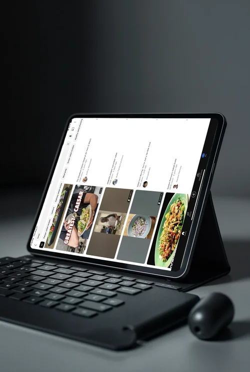 Sleek Mockup of Black iPad Pro with Realistic Accessories