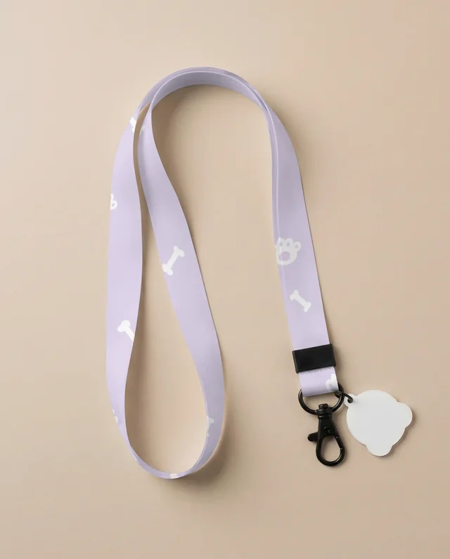 Elegant White Lanyard Mockup on Soft Beige Background