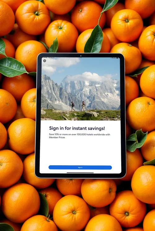 Black iPad Pro Mockup on Fresh Oranges - Vibrant & Fresh