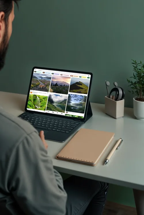 Minimalist iPad Mockup in a Serene Workspace Scene