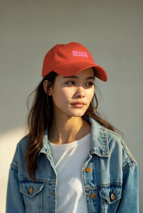 Stylish Hat Mockup of a Young Woman in Denim