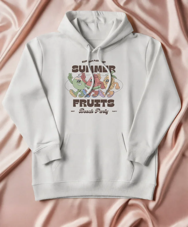 Cozy Cream Hoodie Mockup on Satin Background