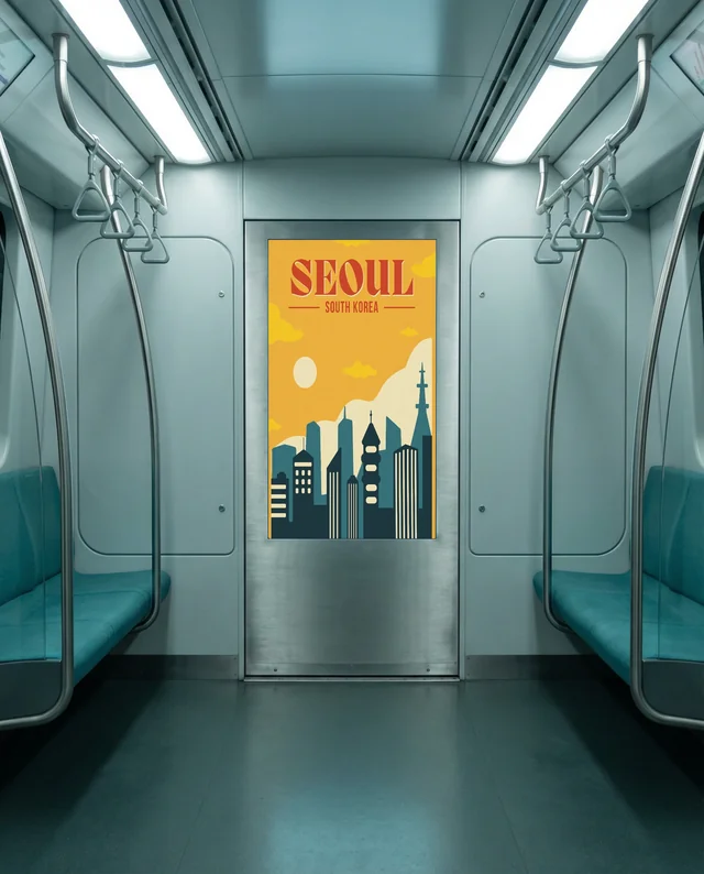 Modern Subway Train Mockup for Billboard Display