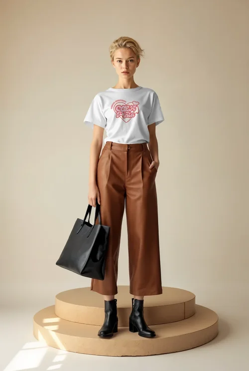 Stylish T-Shirt Mockup on Minimalist Cardboard Platforms