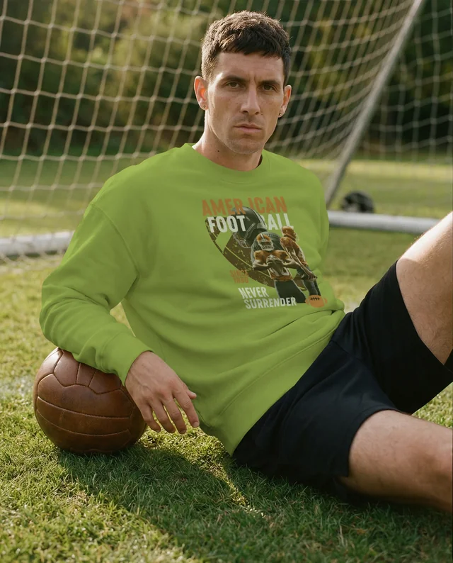 Athlete Mockup in Stylish Sweatshirt on Soccer Field