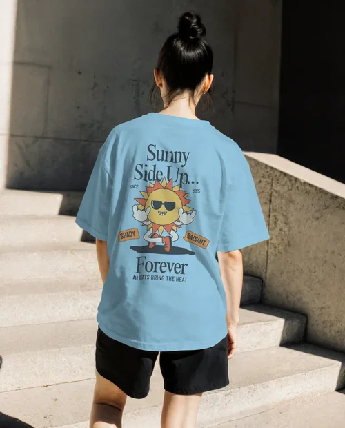 Stylish T-Shirt Mockup of a Young Woman in Urban Setting