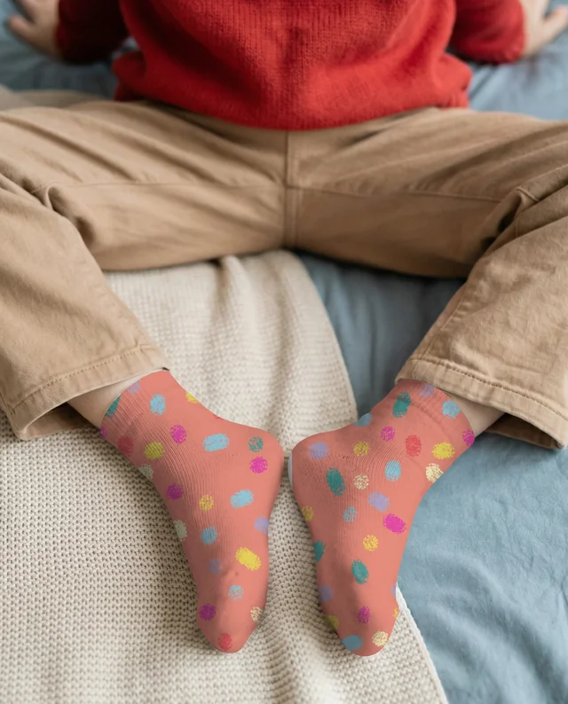 Cozy Socks Mockup on a Relaxed Bed Setting