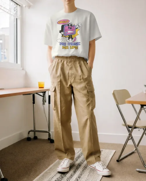 Stylish T-Shirt Mockup in Modern Room Setting