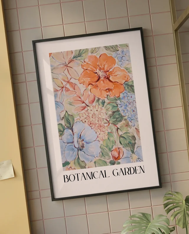 Elegant Mockup Poster with Black Frame and Green Plant