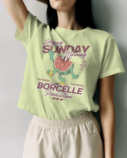 Minimalist T-Shirt Mockup of a Young Woman