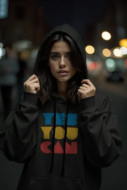 Mockup of Hoodie in Urban Night Background with Warm Colors