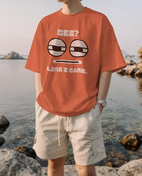 Stylish T-Shirt Mockup by the Serene Shoreline