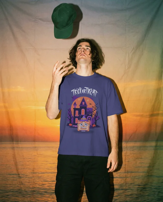 Stylish T-Shirt Mockup Against a Vibrant Sunset